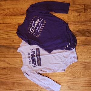 Excellent used condition 2 onesie long sleeve graphic shirts 24M garanimals